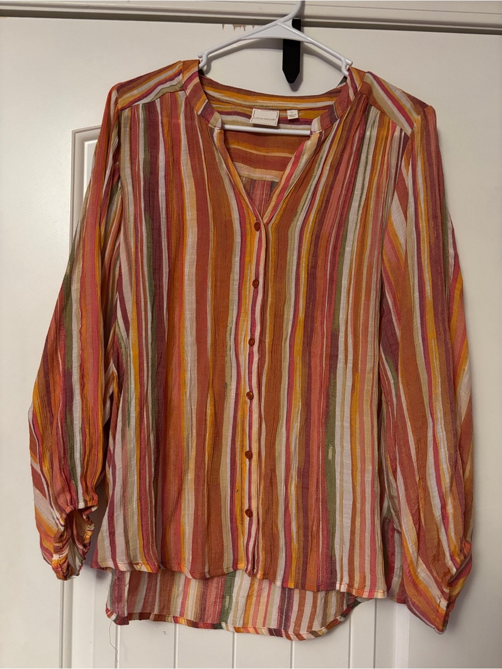Zac & Rachel Multicolor Striped Button-Down Blouse L